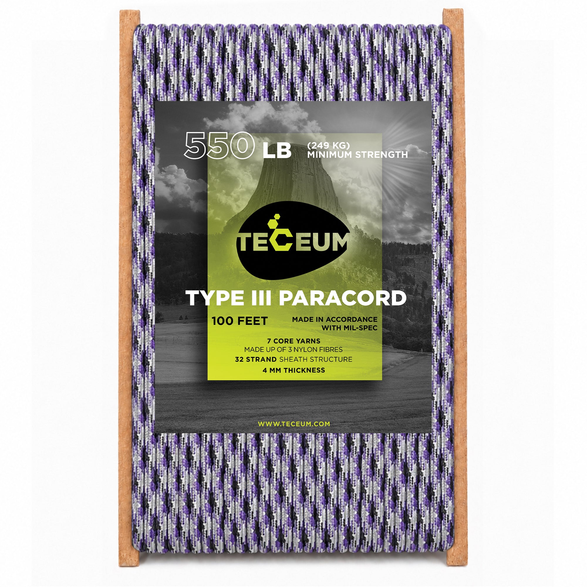 Paracord III 550 Purple Snake – 100 ft - image 1