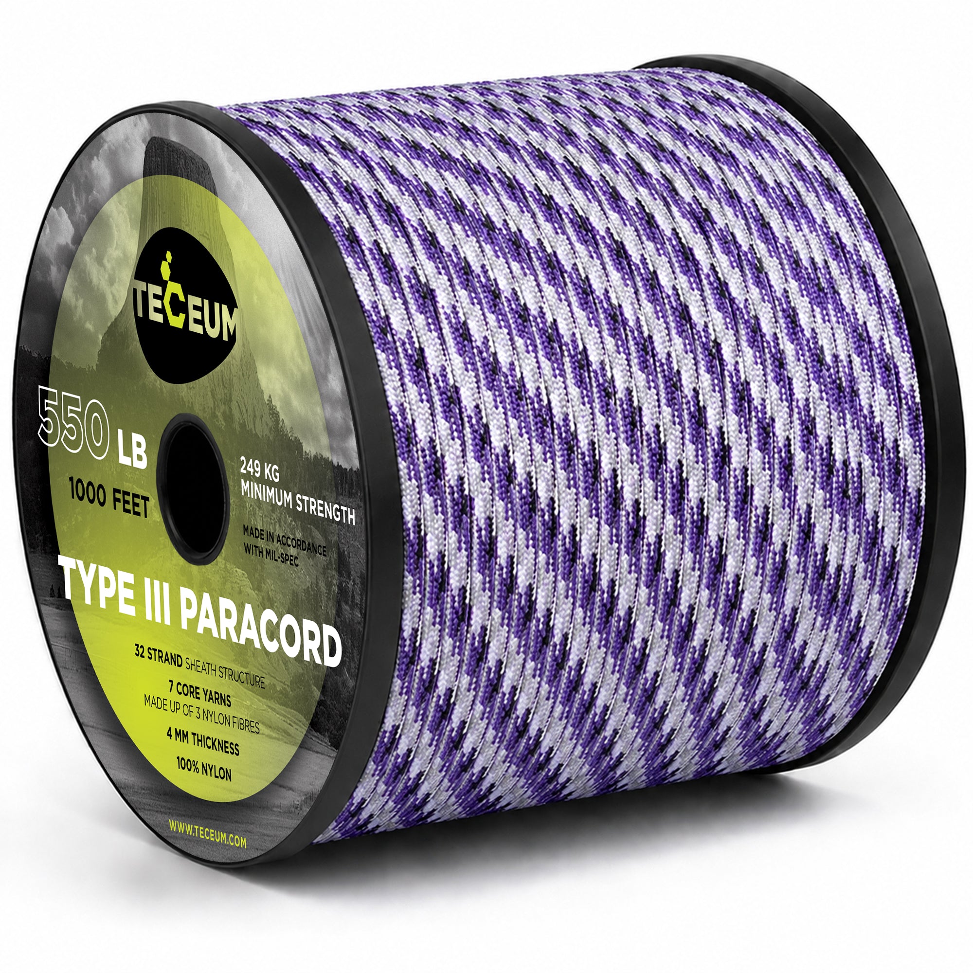 Paracord III 550 Purple Snake – 1000 ft - image 1