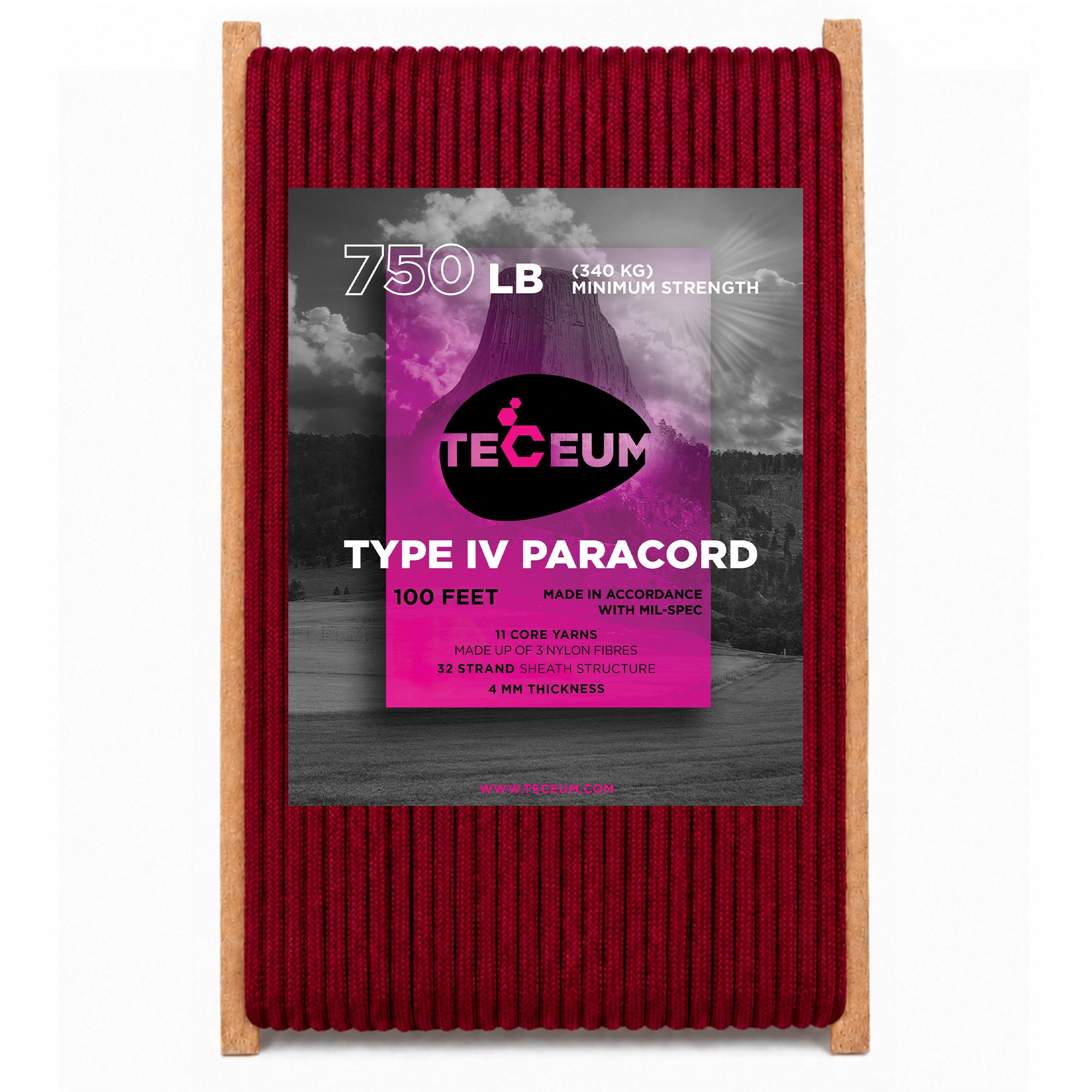Paracord IV 750 Red (Fire) – 100 ft - image 1