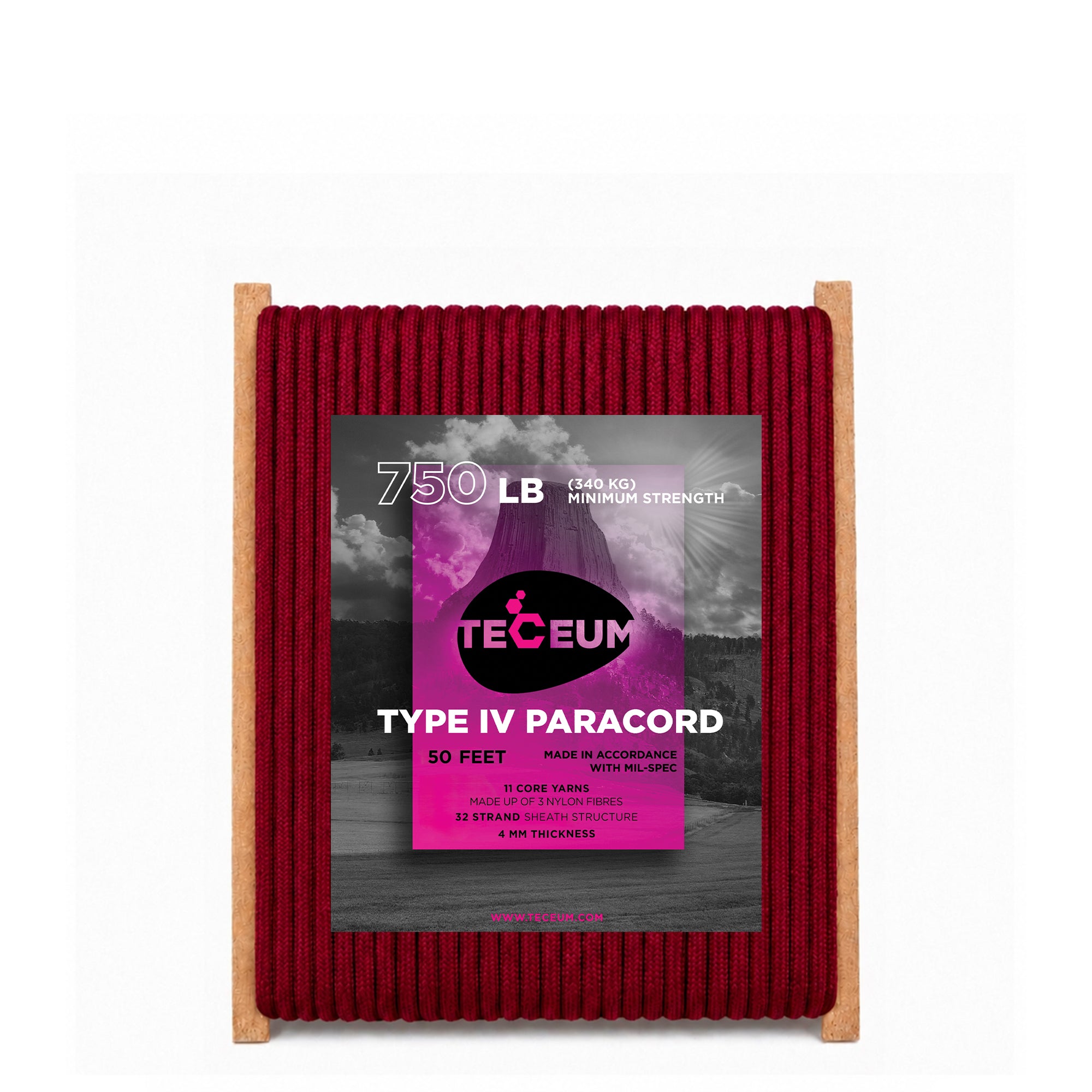 Paracord IV 750 Red (Fire) – 50 ft - image 1