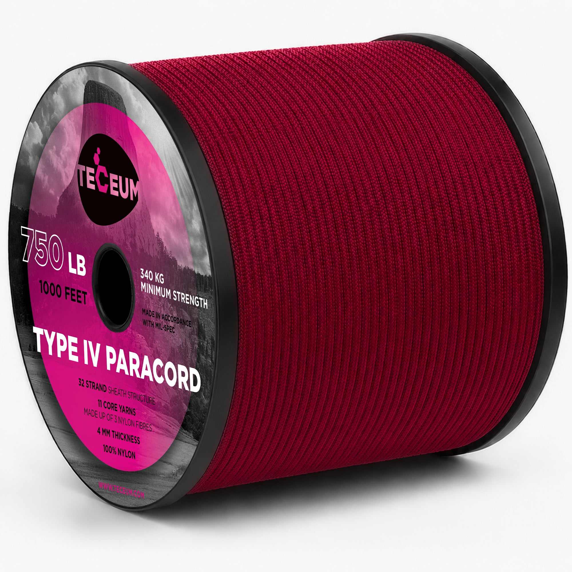 Paracord IV 750 Red (Fire) – 1000 ft - image 1