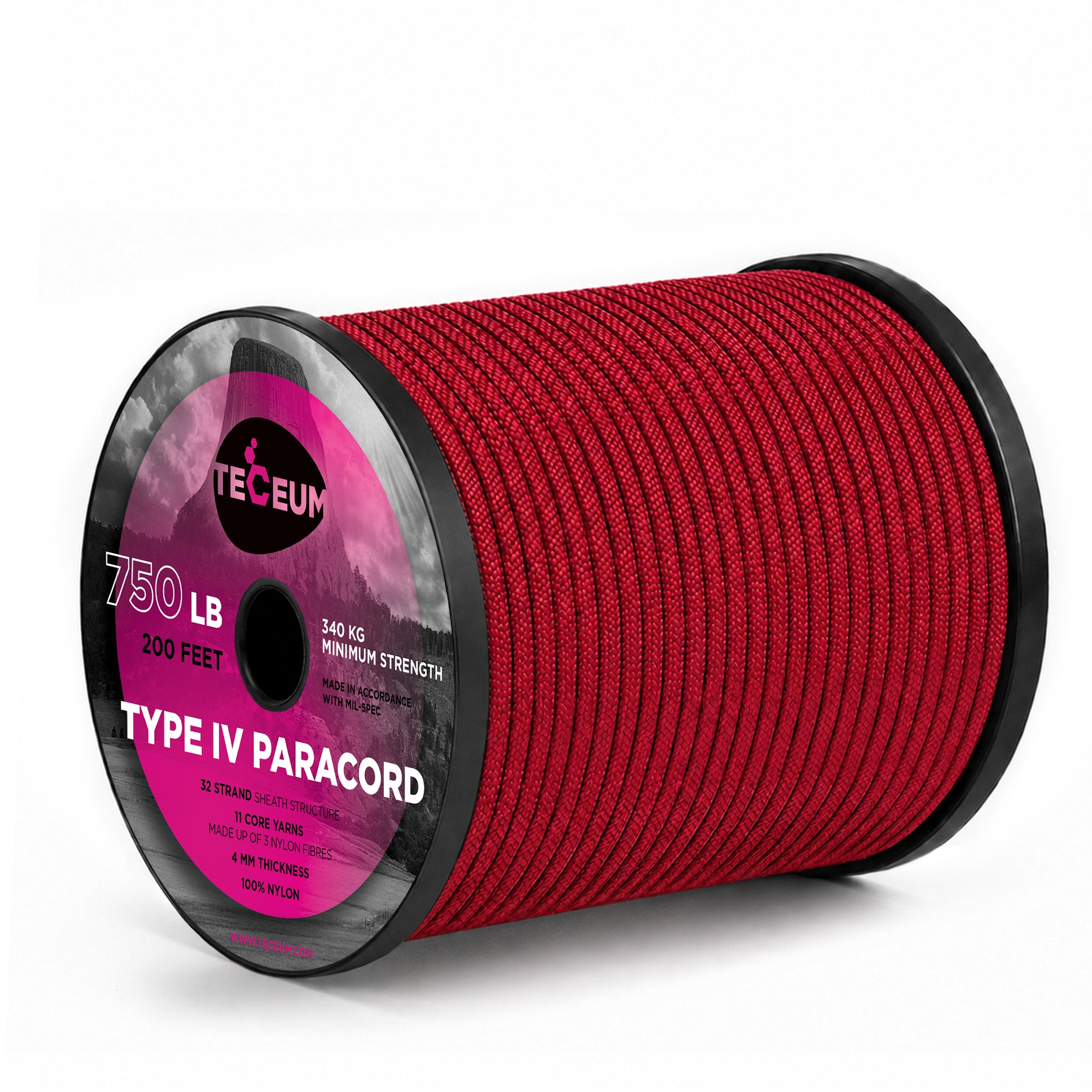 Paracord IV 750 Red (Fire) – 200 ft - image 1