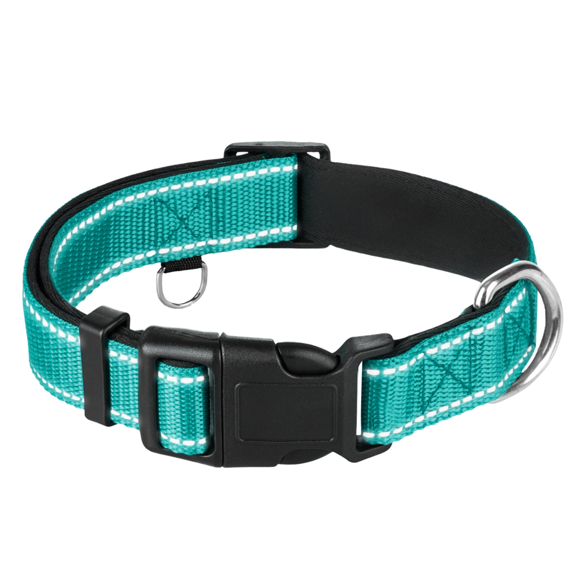 Reflective Dog Collar - 3/4" - S - Teal - image 1