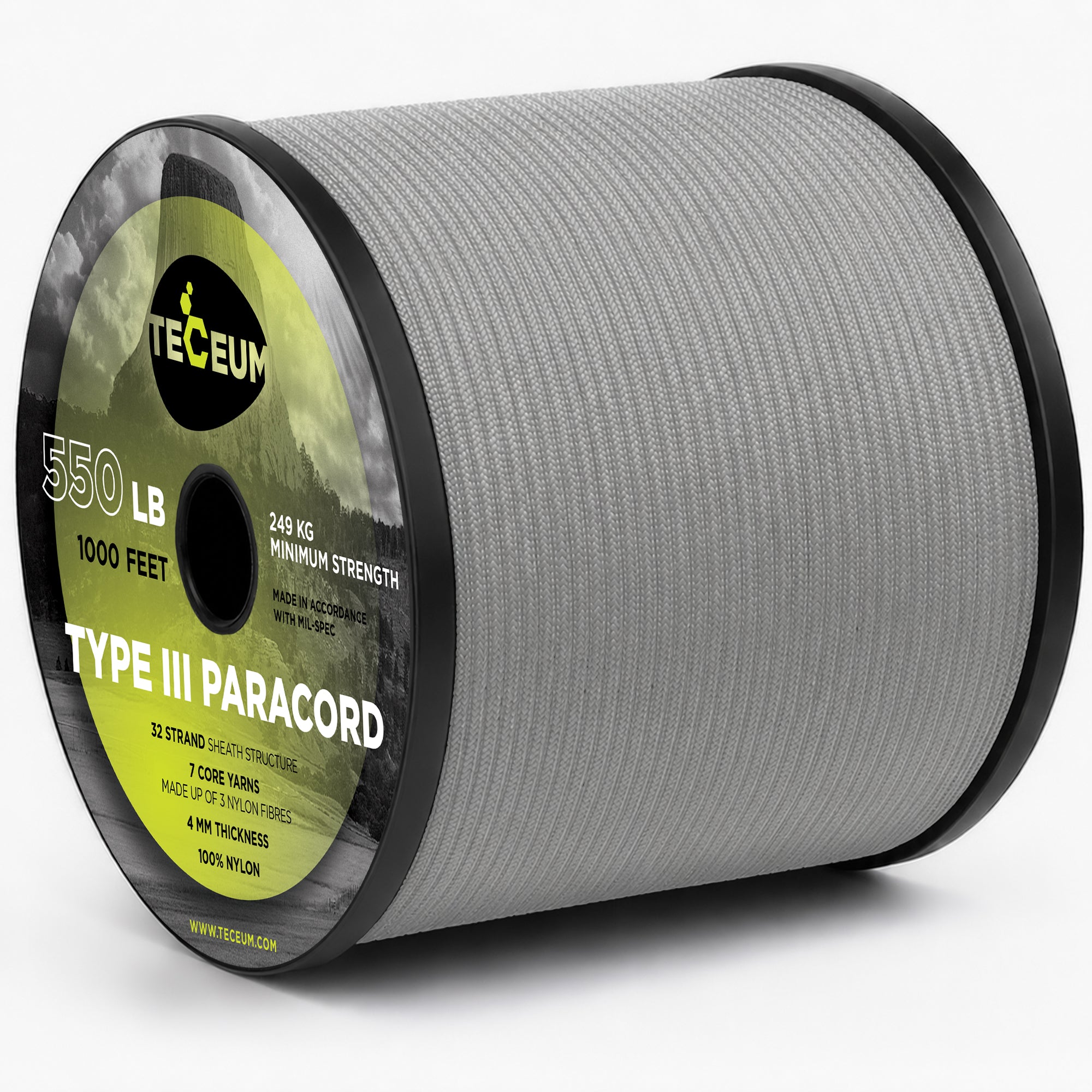 Paracord III 550 Silver Grey – 1000 ft - image 1