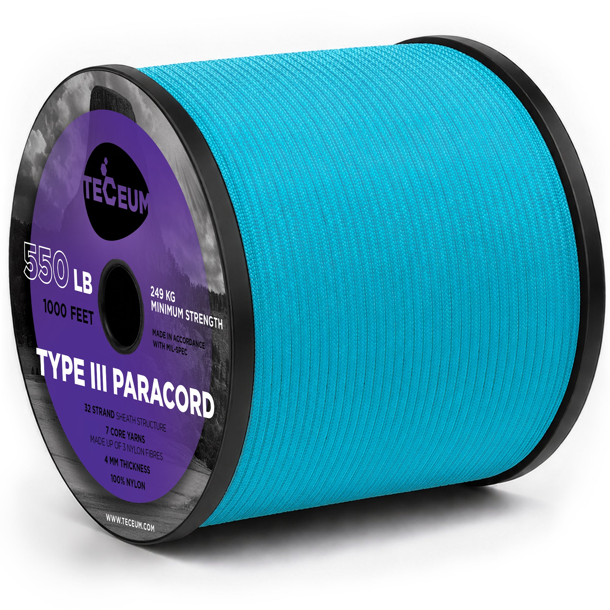 Paracord III 550 Turquoise – 1000 ft - image 1