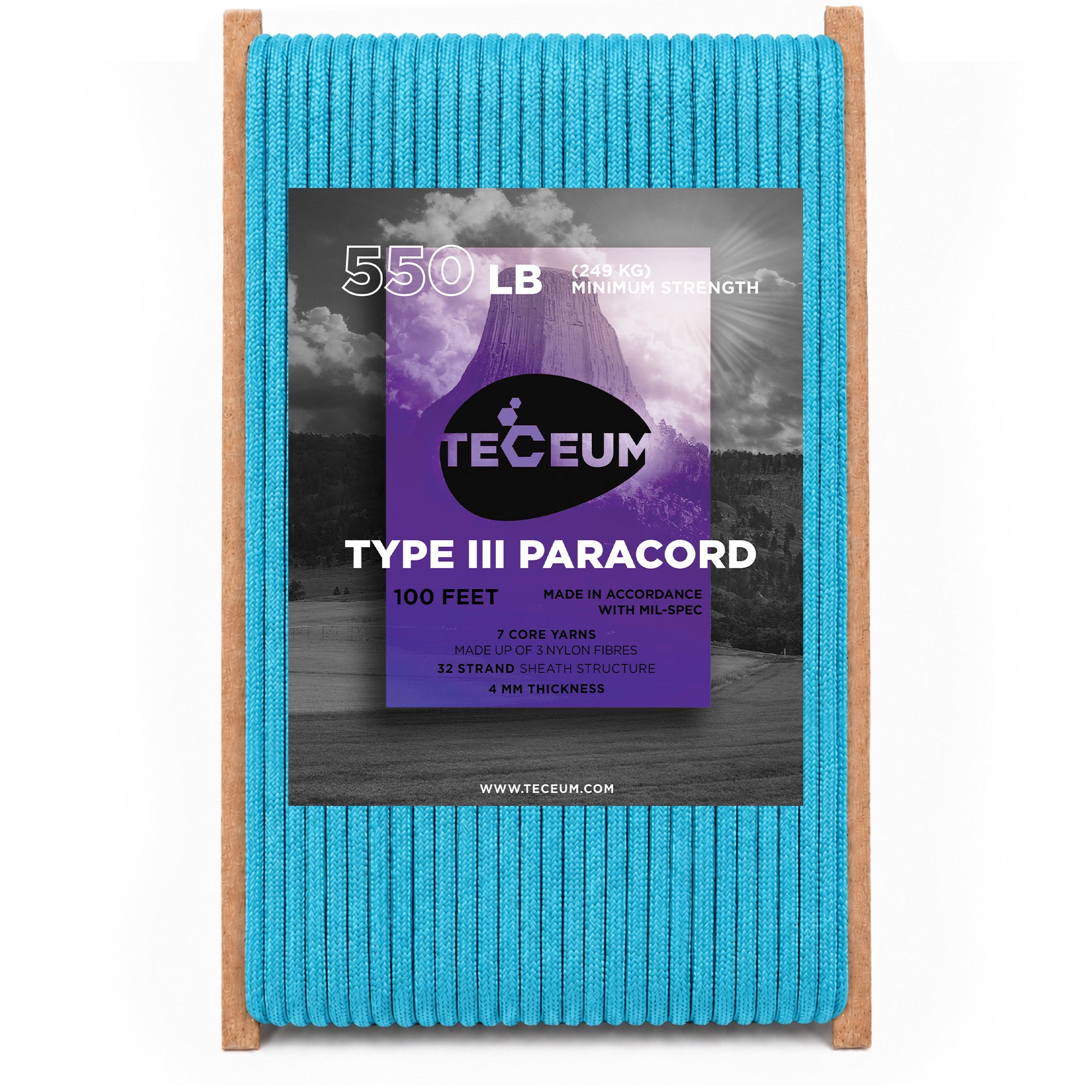 Paracord III 550 Turquoise – 100 ft - image 1