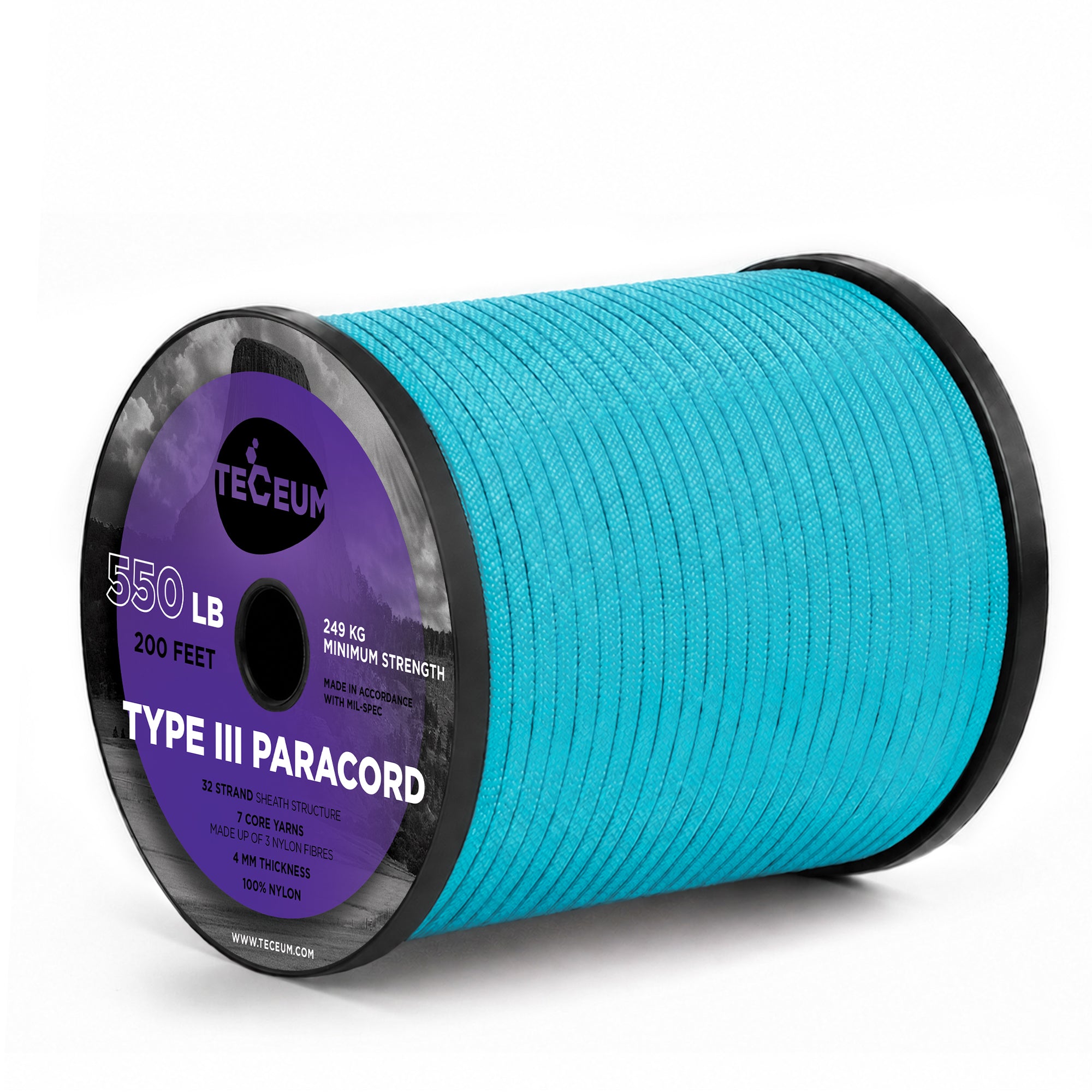 Paracord III 550 Turquoise – 200 ft - image 1
