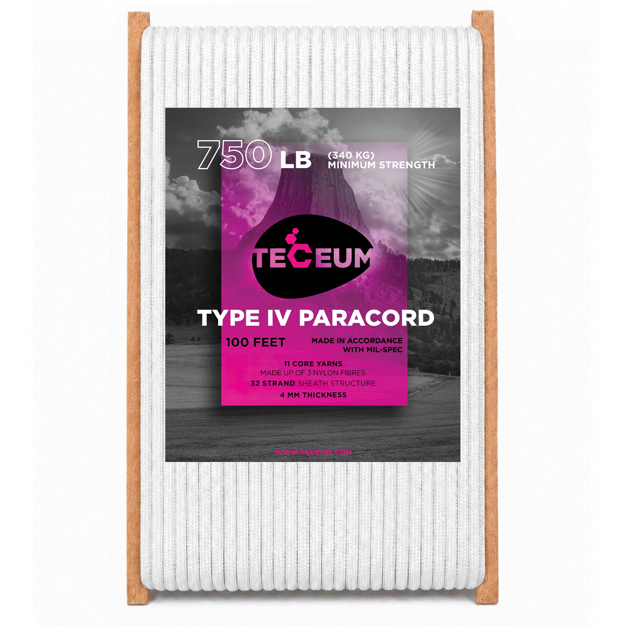 Paracord IV 750 White – 100 ft - image 1