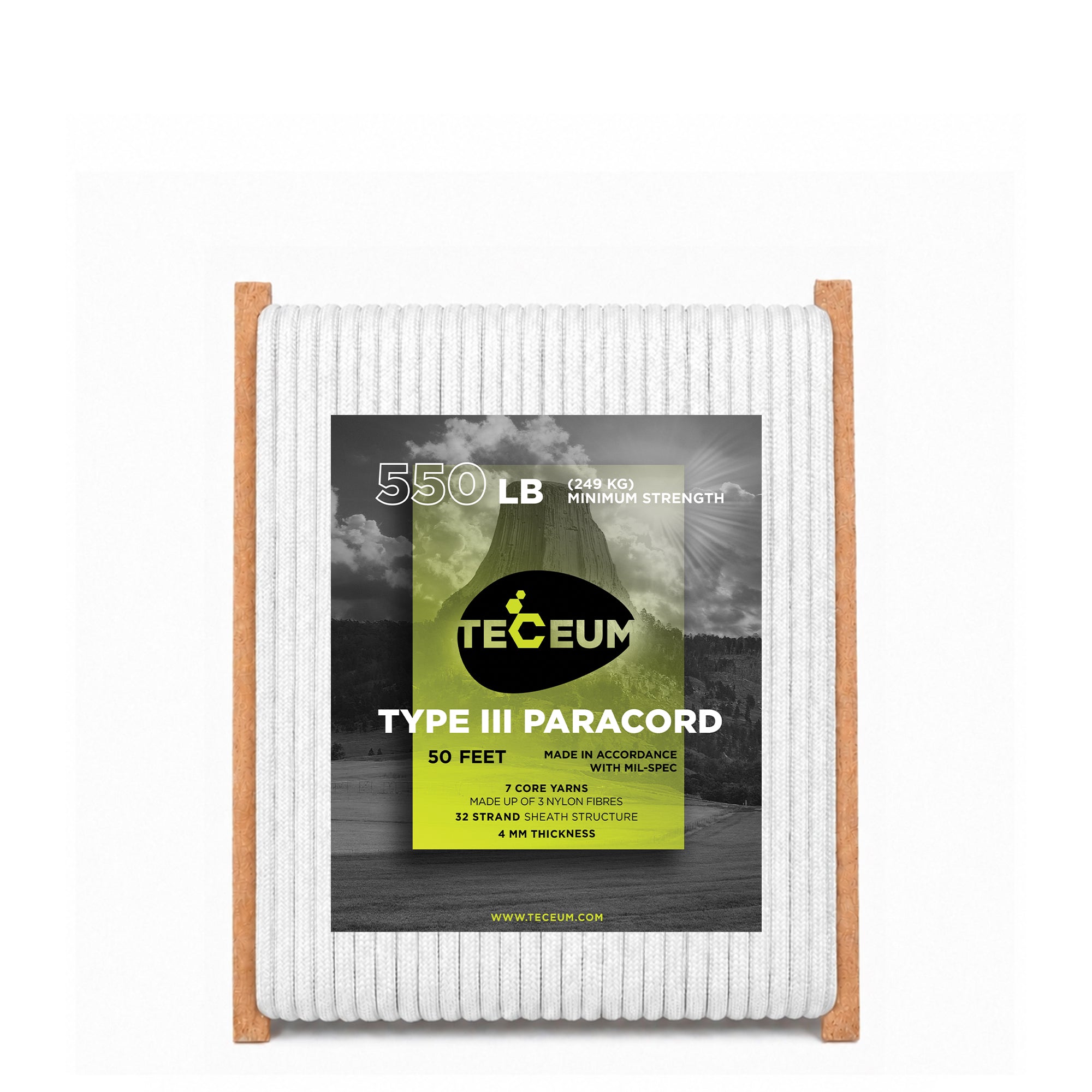 Paracord III 550 White – 50 ft - image 1