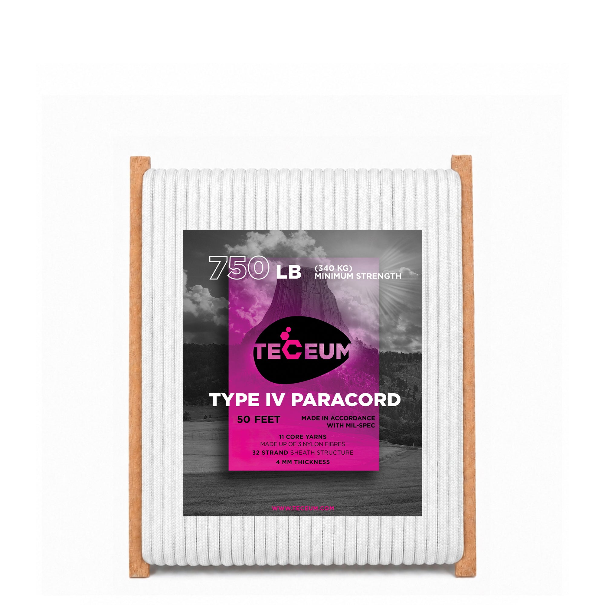 Paracord IV 750 White – 50 ft - image 1