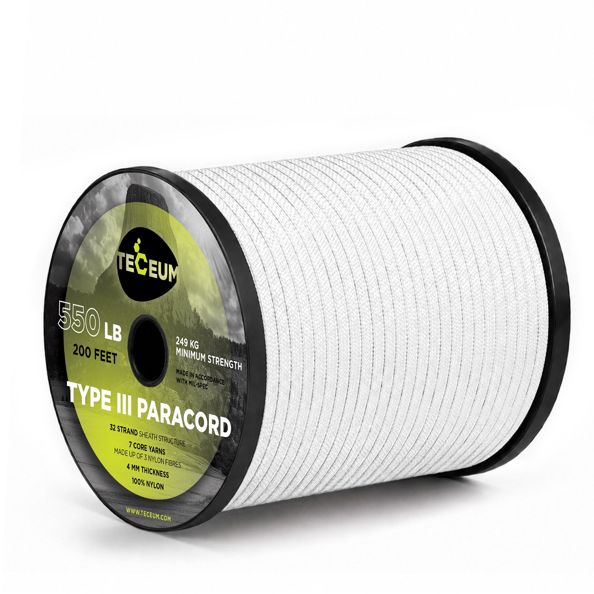 Paracord III 550 White – 200 ft - image 1
