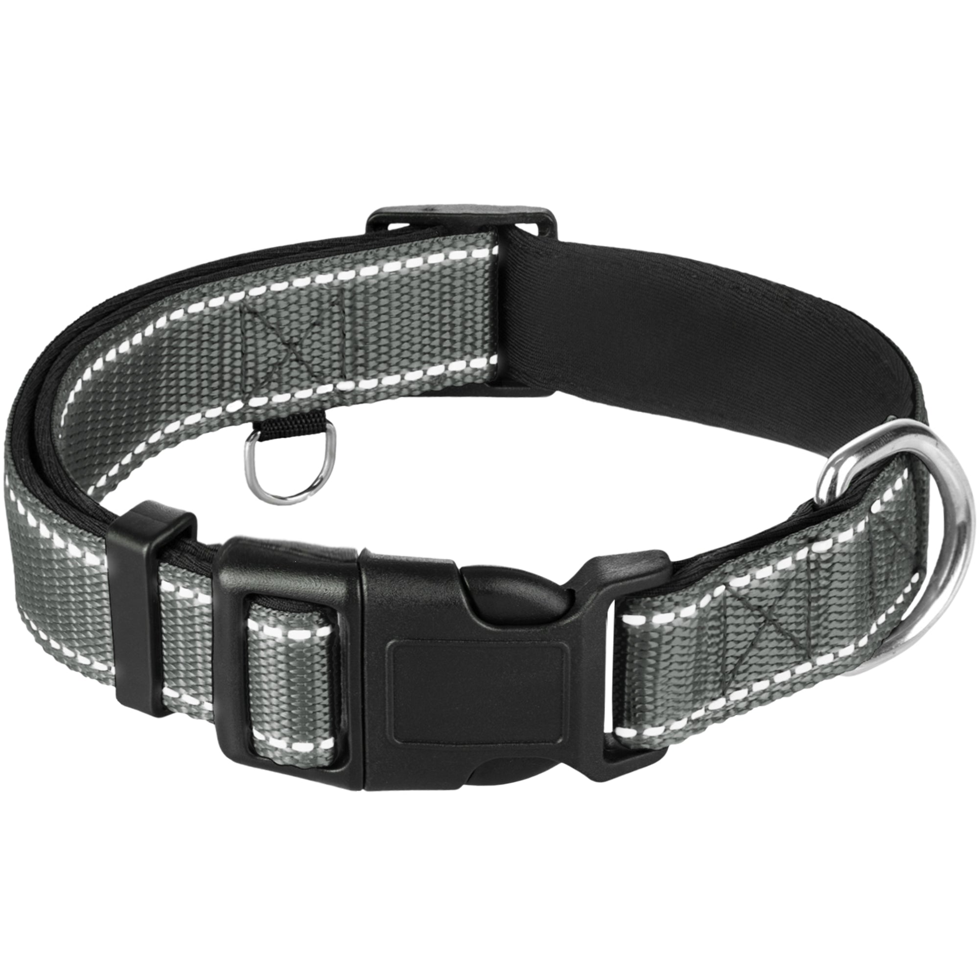 Reflective Dog Collar - 1  1/4" - XL - Gray - image 1