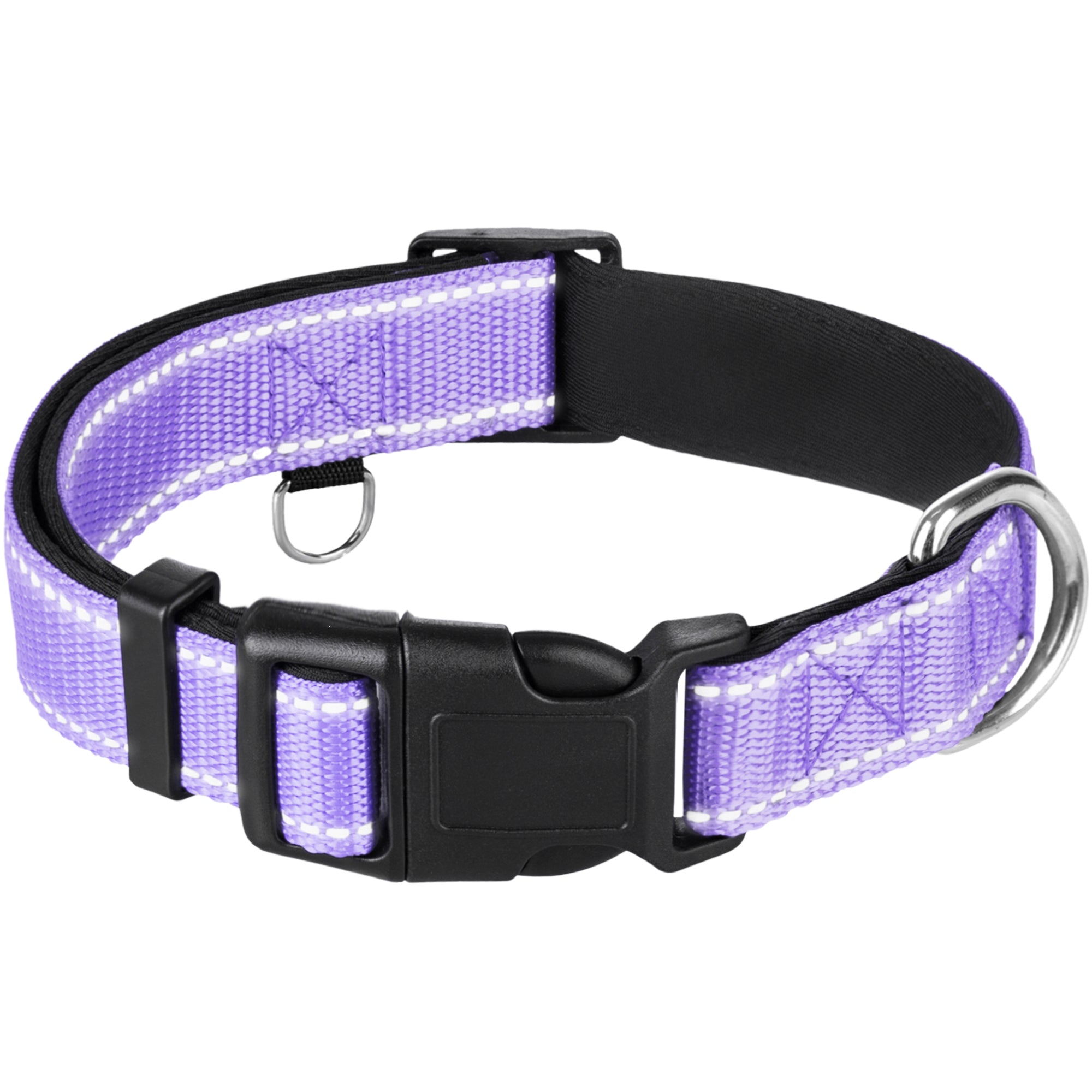Reflective Dog Collar - 1  1/4" - XL - Lavender - image 1
