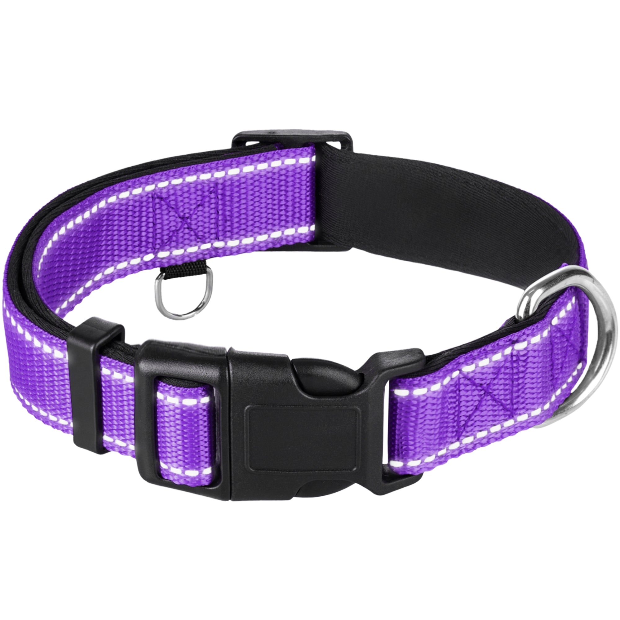 Reflective Dog Collar - 1  1/4" - XL - Purple - image 1