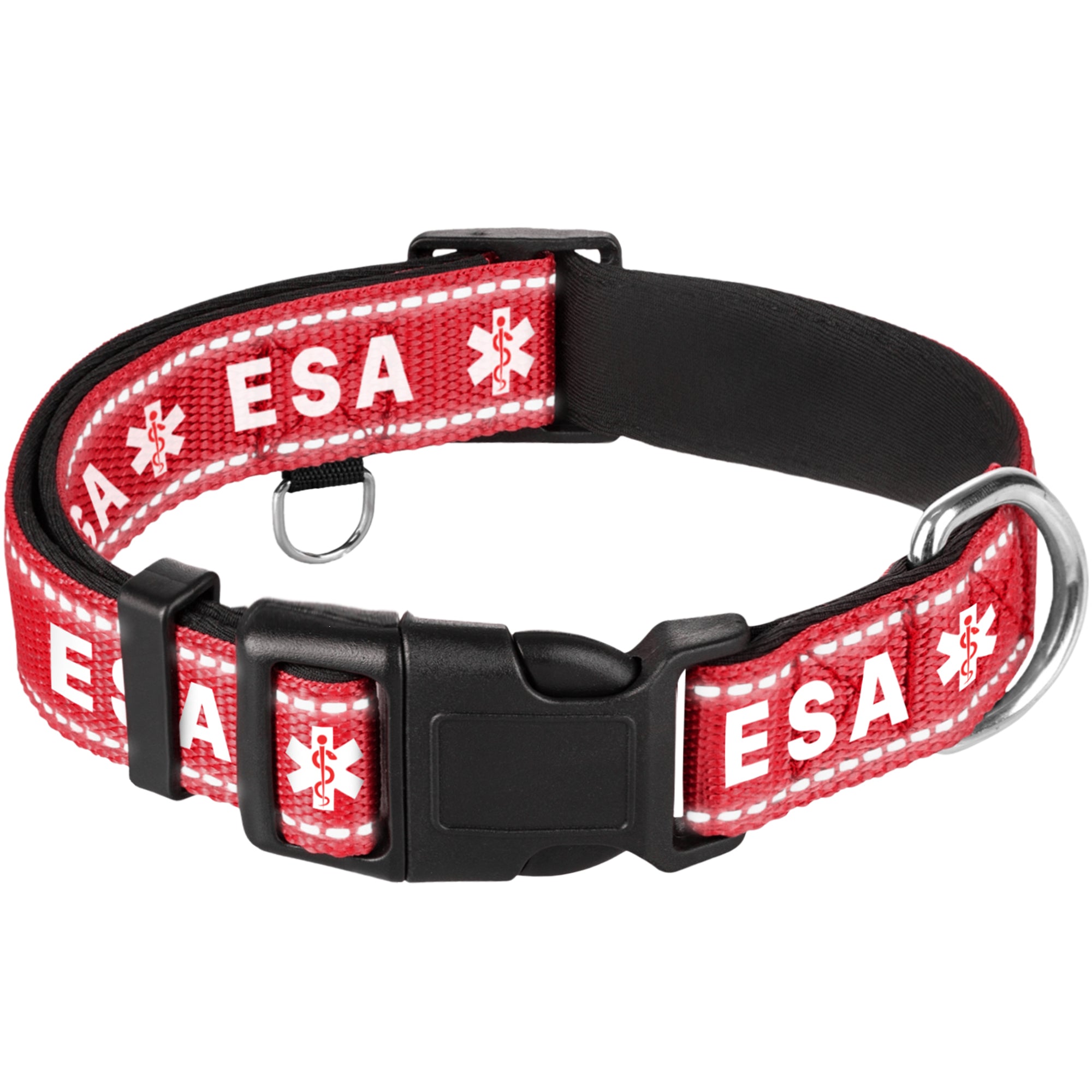 Reflective Dog Collar - 1  1/4" - XL - Red - ESA - image 1