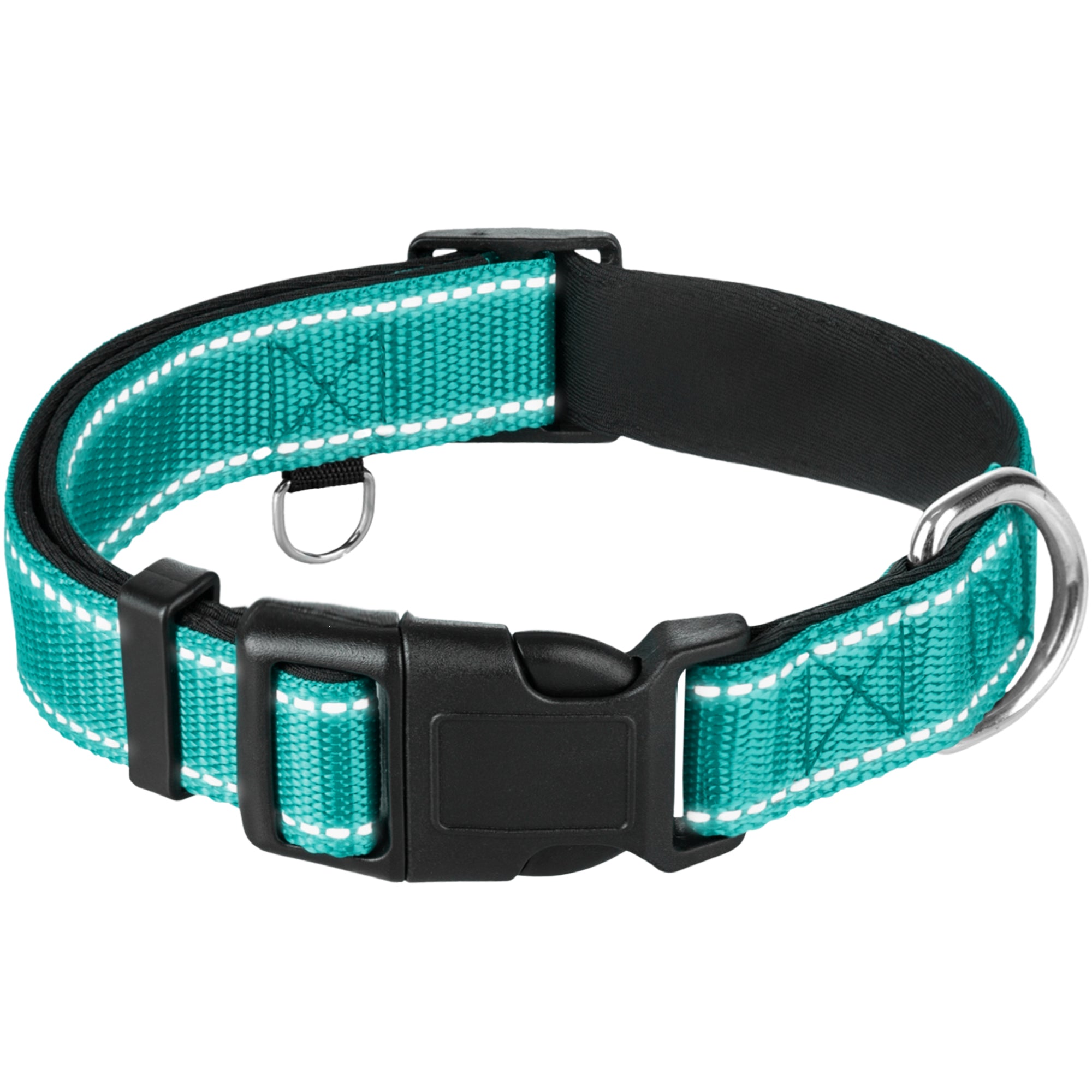 Reflective Dog Collar - 1  1/4" - XL - Teal - image 1