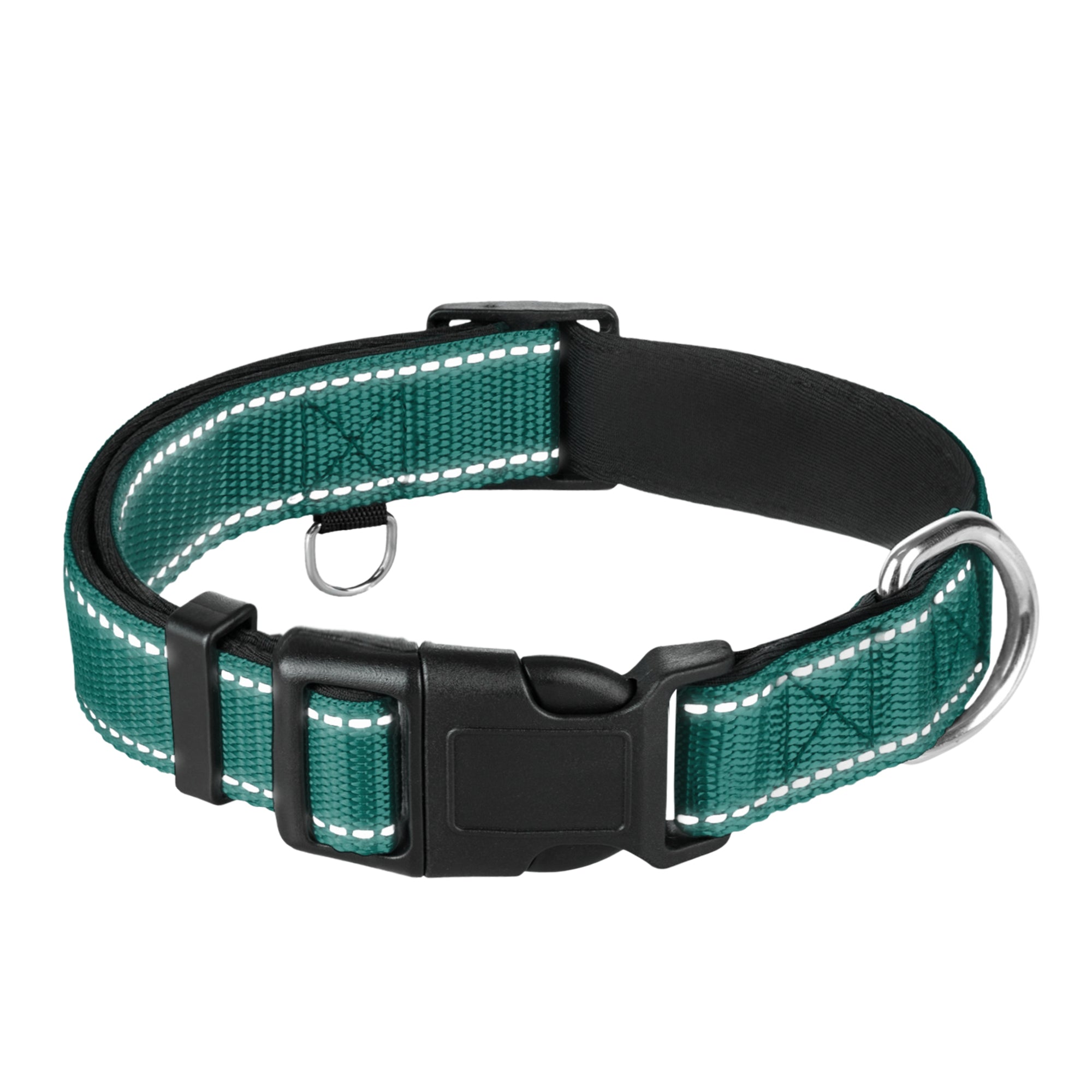 Reflective Dog Collar - 1  1/4" - XXS - Dark Emerald Green - image 1