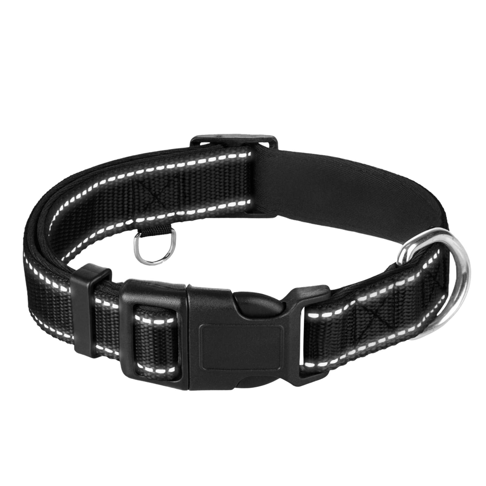 Reflective Dog Collar - 5/8" - XS - Black - image 1