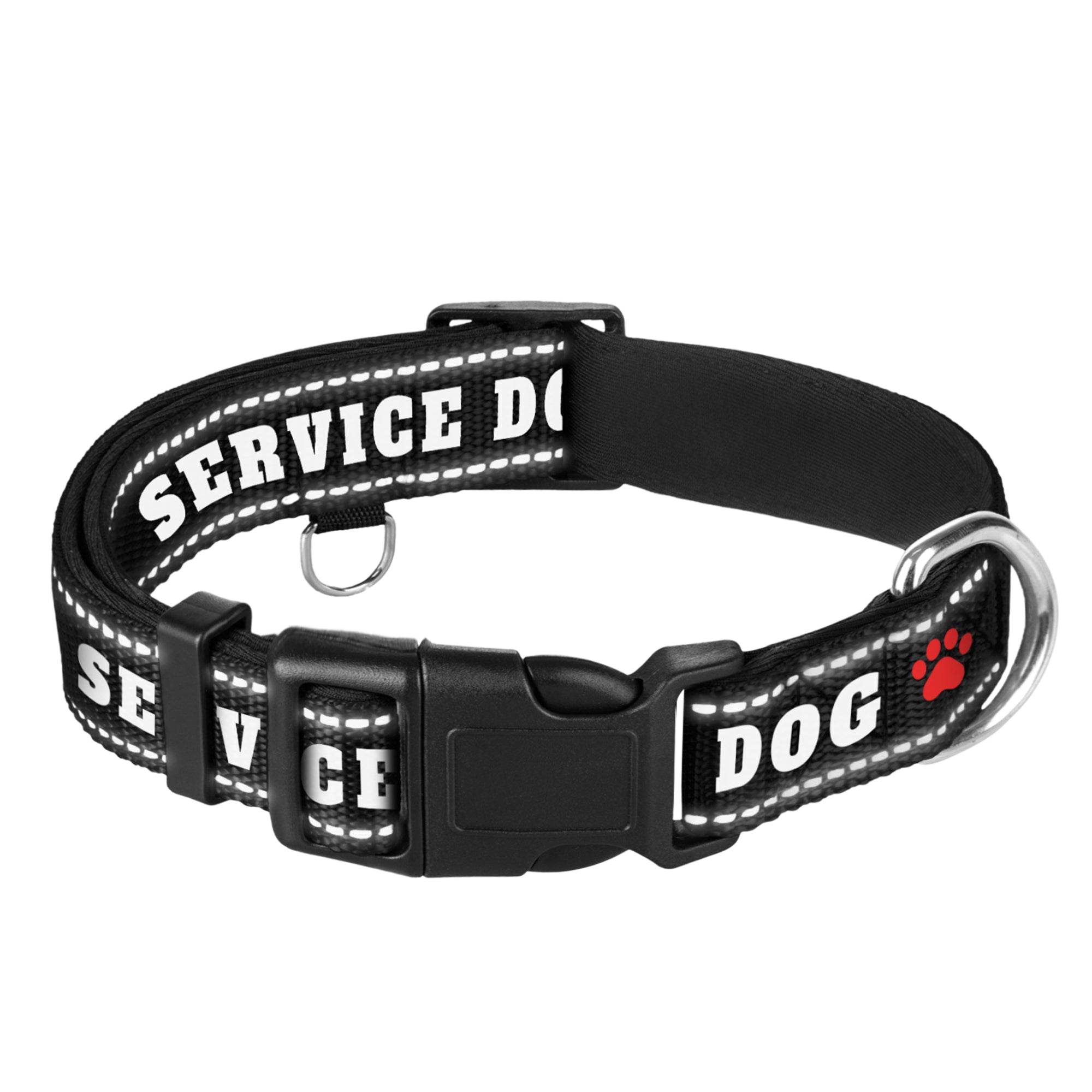 Reflective Dog Collar - 5/8" - XS - Black - Service Dog - image 1