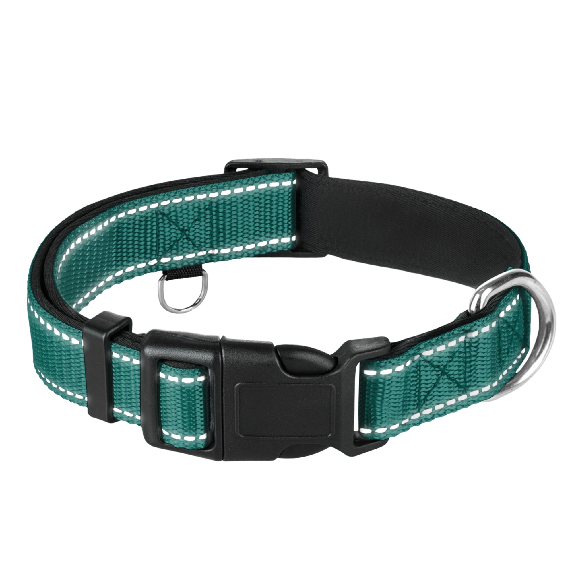 Reflective Dog Collar - 5/8" - XS - Dark Emerald Green - image 1