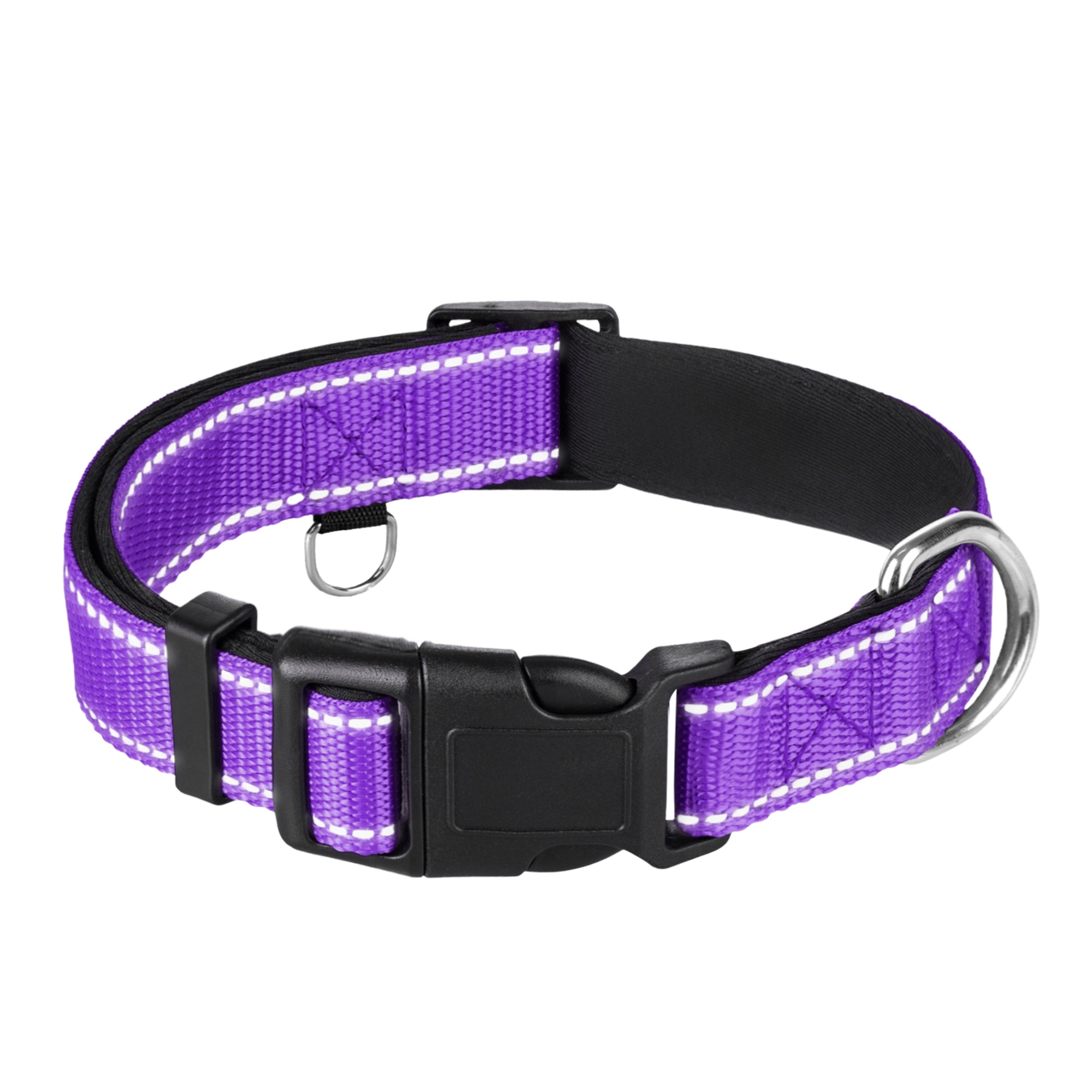 Reflective Dog Collar - 1  1/4" - XXS - Purple - image 1