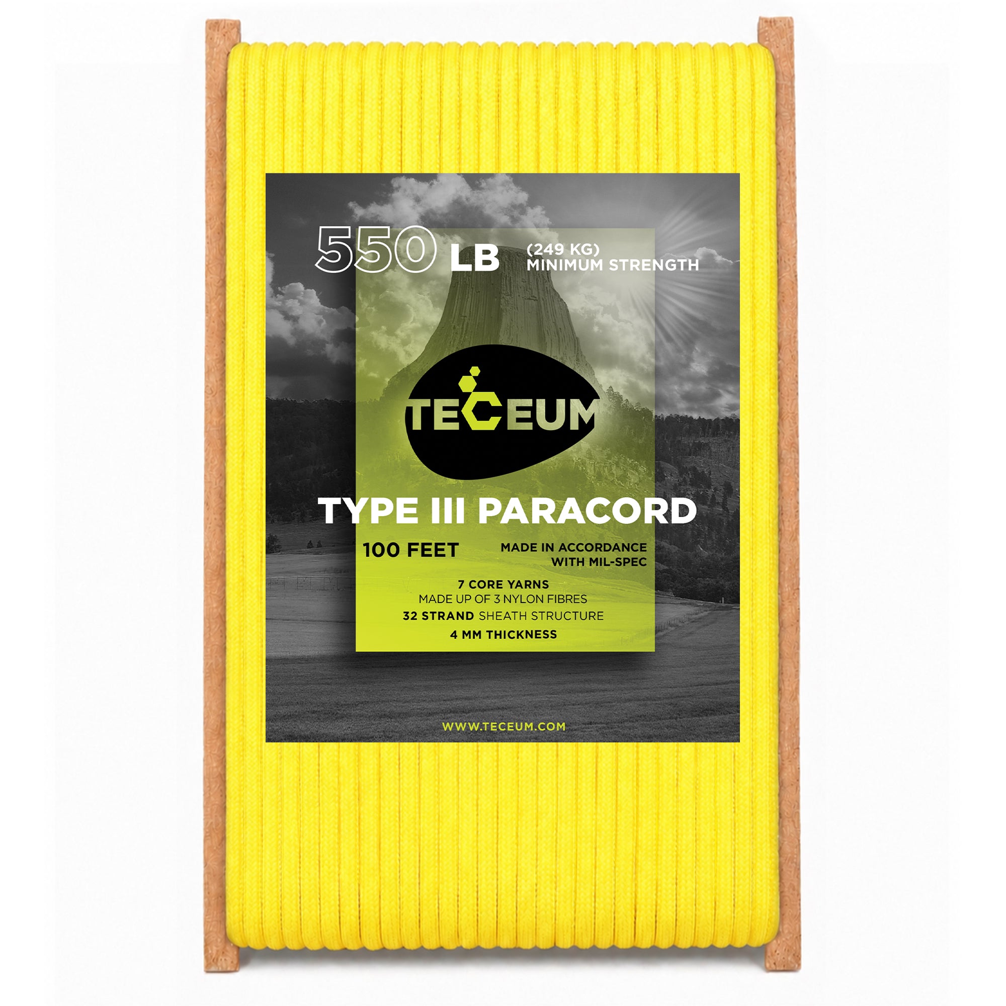 Paracord III 550 Yellow – 100 ft - image 1