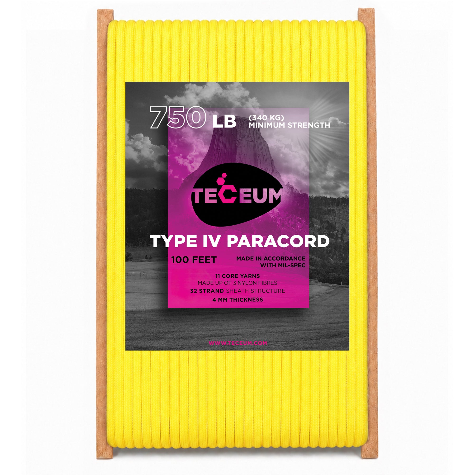 Paracord IV 750 Yellow – 100 ft - image 1