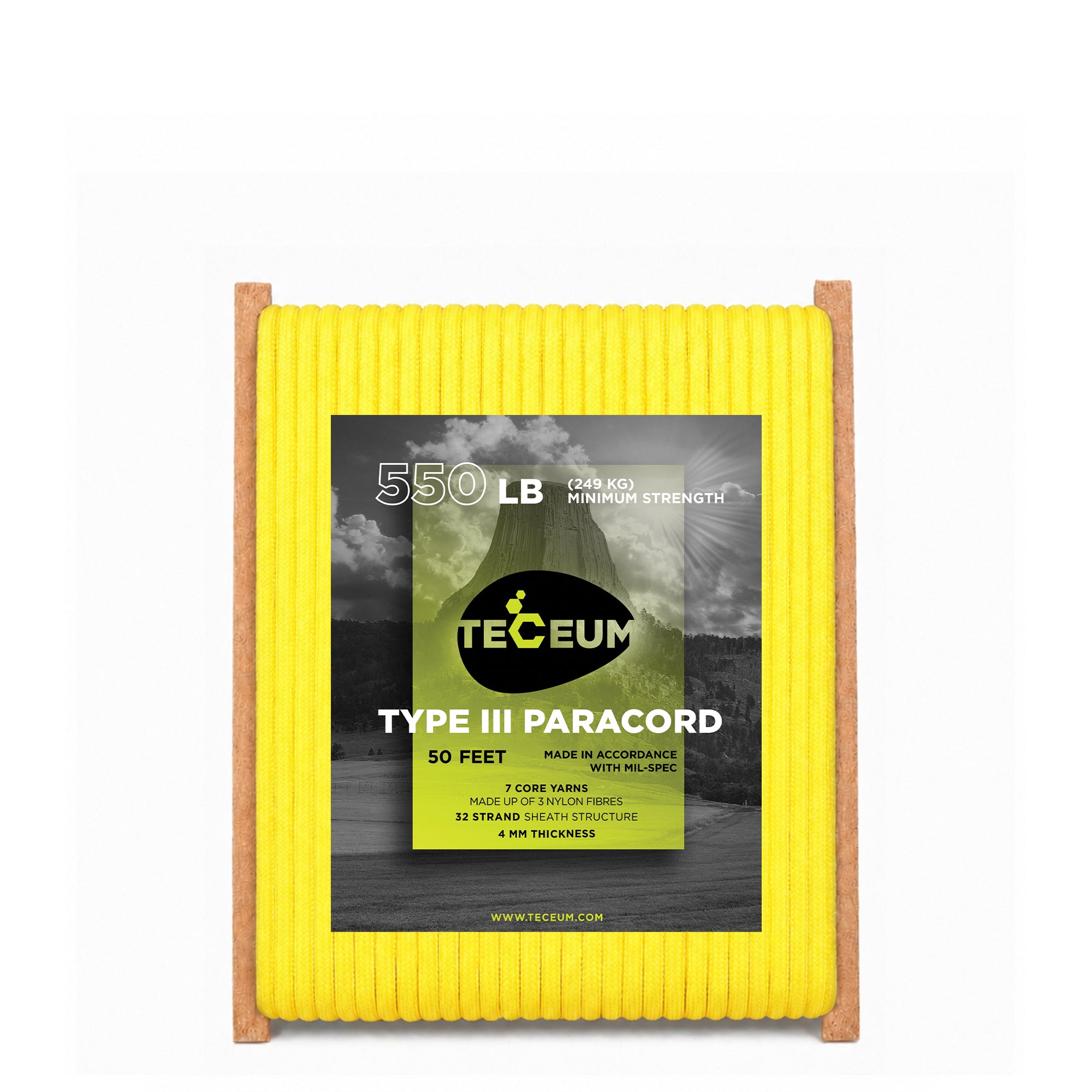 Paracord III 550 Yellow – 50 ft - image 1