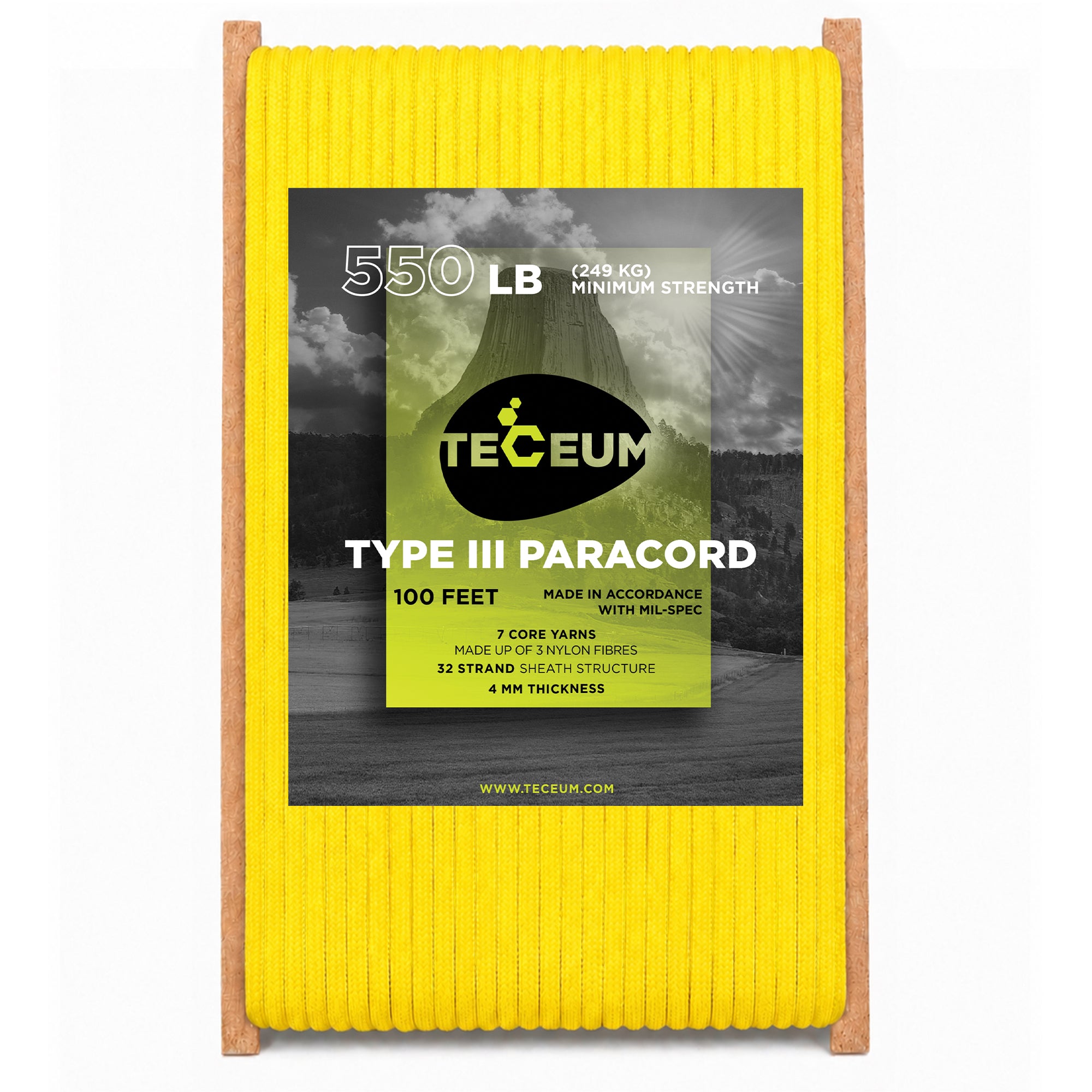 Paracord III 550 Yellow Pastel – 100 ft - image 1