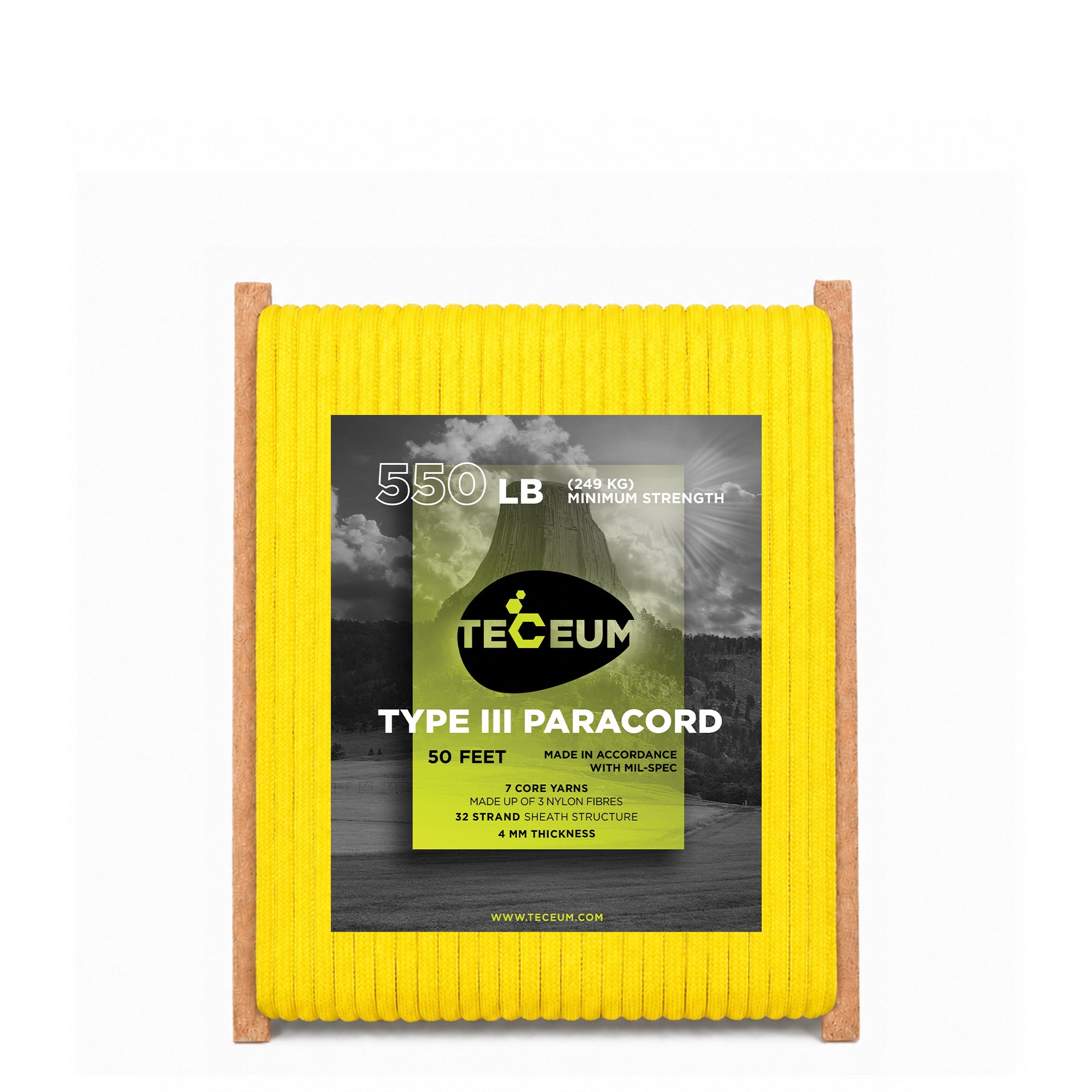 Paracord III 550 Yellow Pastel – 50 ft - image 1