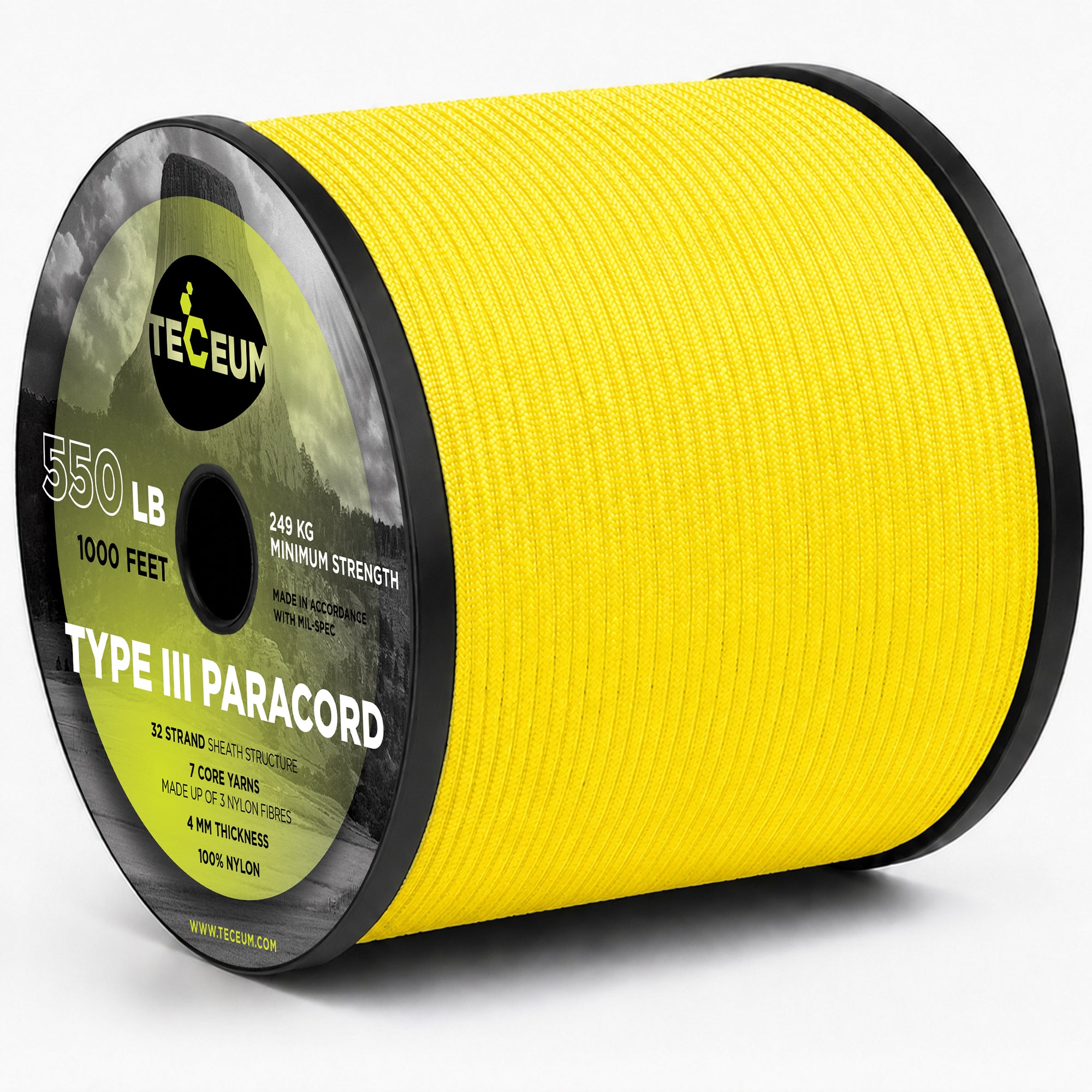 Paracord III 550 Yellow Pastel – 1000 ft - image 1